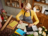 A small business owner doing bookkeeping.