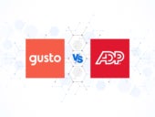 Versus graphic featuring logos of Gusto and ADP.