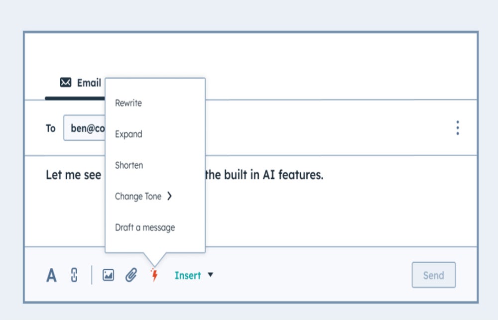 HubSpot AI feature.